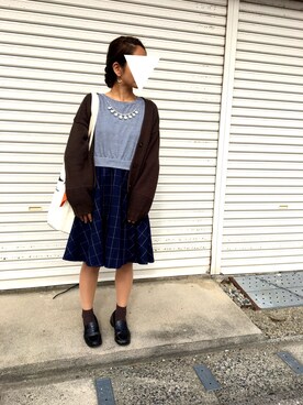 「学校」｜「アイテム（スウェット）」を使った、MICHIさん（レディース・156cm）の秋コーディネート