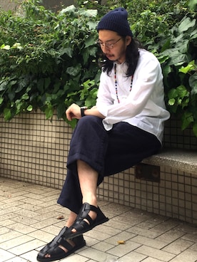 「コーディネート」｜「アイテム（ニットキャップ/ビーニー）」を使った、WEARの異端児さん（メンズ・175cm）の夏コーディネート