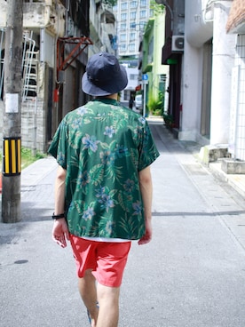 「アロハシャツ」｜shoさん（メンズ・172cm）の夏コーディネート