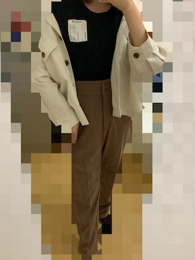 「フォロー、イイネ、お気に入り登録お願いします♡」｜「アイテム（スラックス）」を使った、れんこん🐯さん（レディース・151cm）の春コーディネート