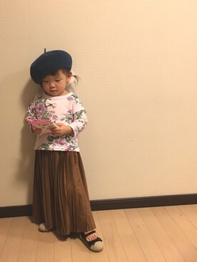 「景樹に花柄party2017」｜mayuさん（キッズ・80cm）の冬コーディネート