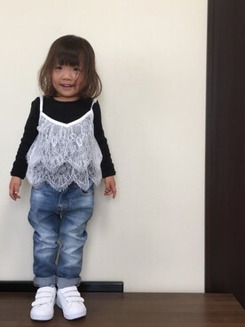 「アイテム（キャミソール）」を使った、mayuさん（キッズ・90cm）の春コーディネート