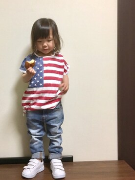 「星条旗」｜「アイテム（その他）」を使った、mayuさん（キッズ・90cm）の春コーディネート
