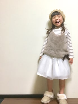 「アイテム（スカート）」を使った、mayuさん（キッズ・90cm）の冬コーディネート