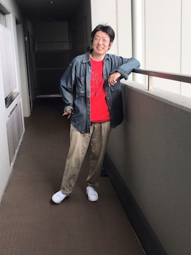 「CHAPS（チャップス）のアイテム（チノパンツ）」を使った、ksdd recordsさん（メンズ・169cm）の秋コーディネート