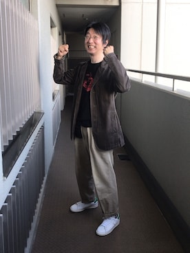 「CHAPS（チャップス）のアイテム（チノパンツ）」を使った、ksdd recordsさん（メンズ・169cm）の秋コーディネート