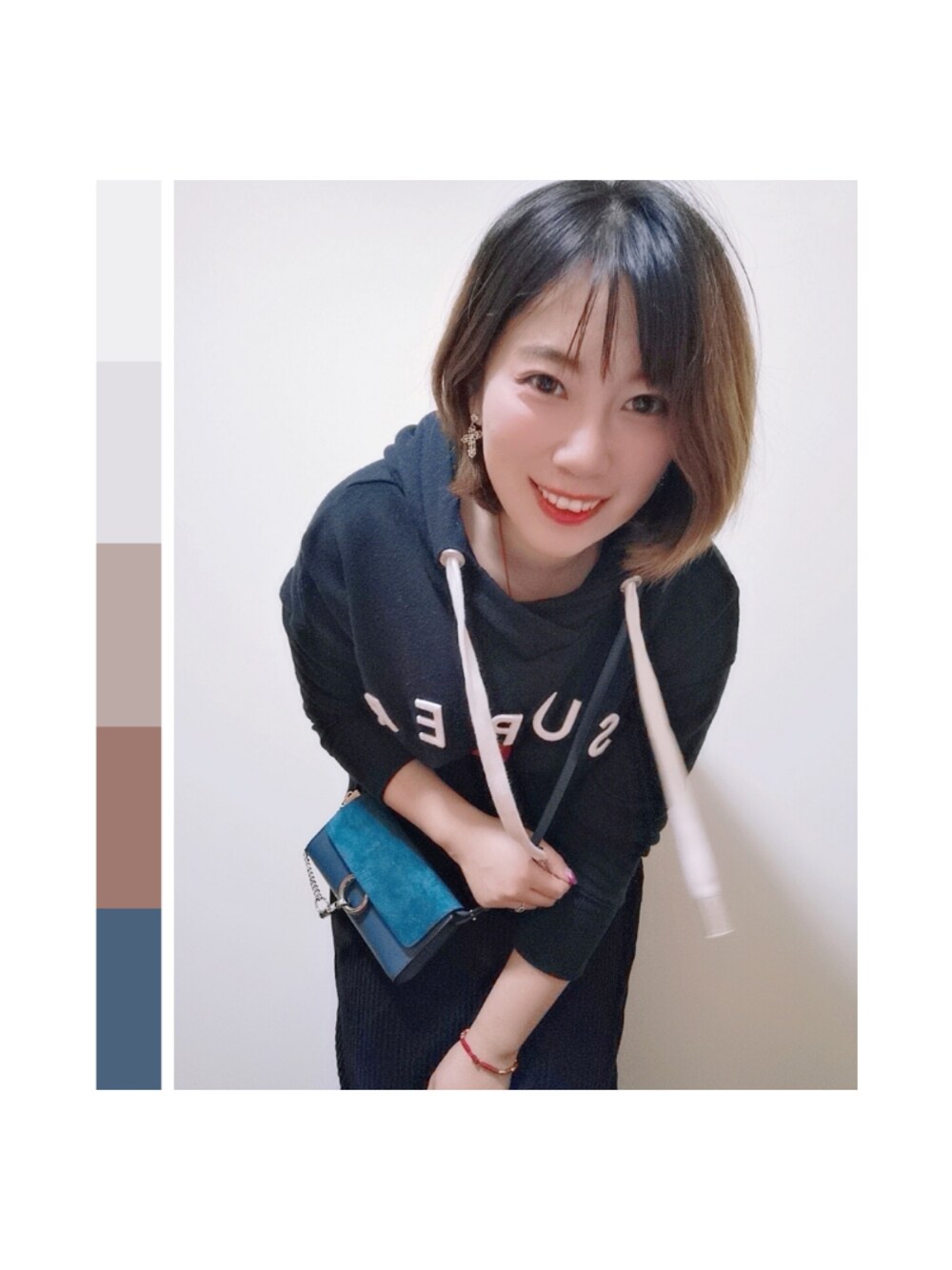 「休闲」｜「SuperDryのアイテム（パーカー、ブラック系）」を使った、小黄包圆圆さん（レディース・160cm）の冬コーディネートの1枚目の写真