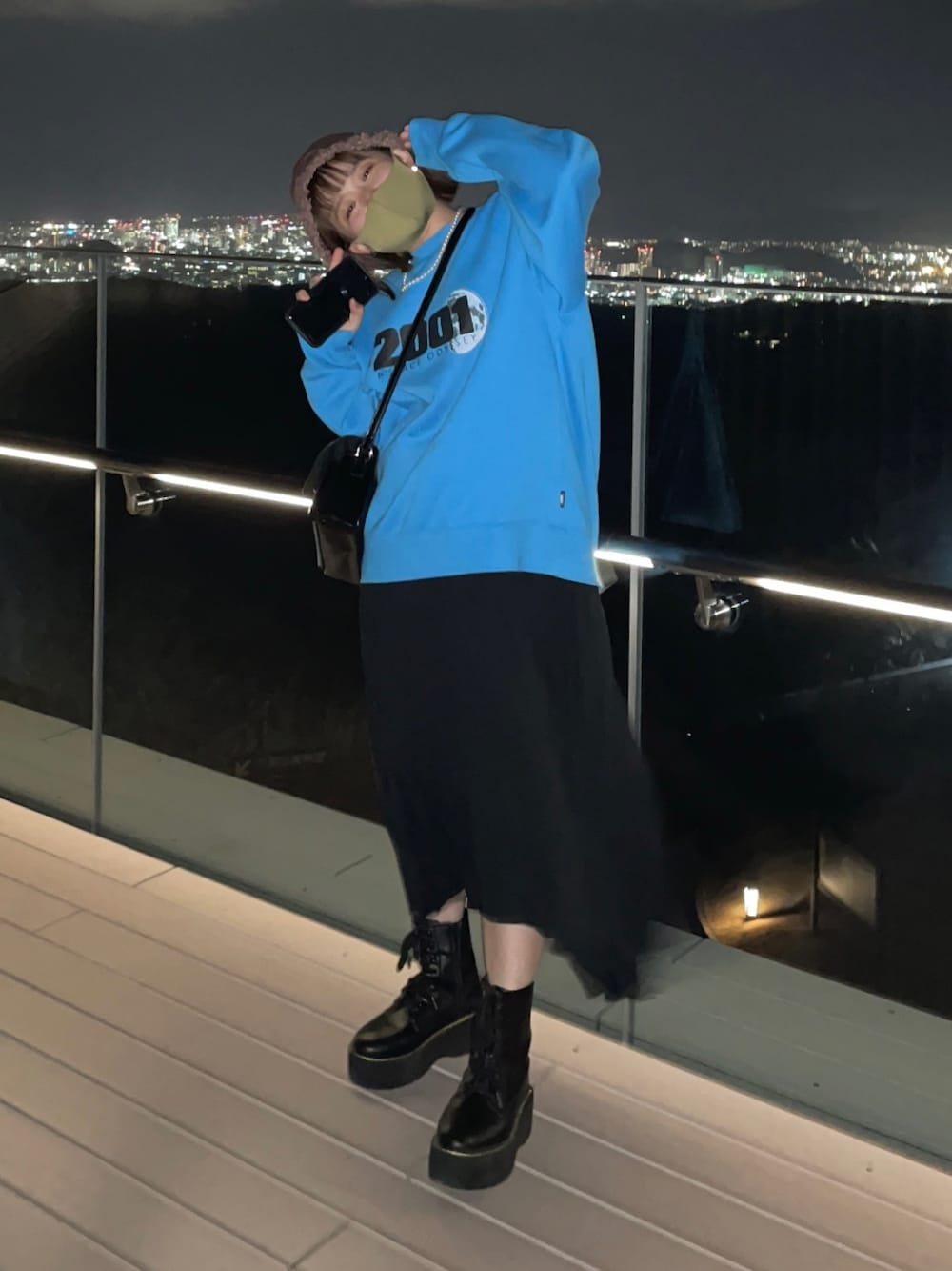 「GUのコンビネーションプリーツスカートZ+E（スカート、ブラック系）」を使った、osaさん（レディース・155cm）の春コーディネートの1枚目の写真