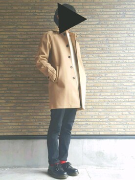 「アイテム（ステンカラーコート）」を使った、しんいちろうさん（メンズ・170cm・10代）の冬コーディネート