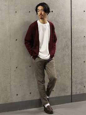 「アイテム（ドレスシューズ、ブラウン系）」を使った、kameさん（メンズ・177cm）の秋コーディネート