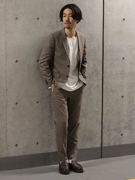 「アイテム（ドレスシューズ、ブラウン系）」を使った、kameさん（メンズ・177cm）の秋コーディネート