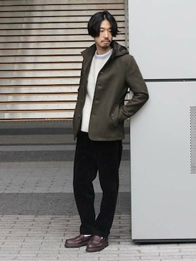 「アイテム（ドレスシューズ、ブラウン系）」を使った、kameさん（メンズ・177cm）の秋コーディネート