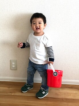 「MIKI HOUSE（ミキハウス）のアイテム（その他パンツ）」を使った、haru*さん（キッズ・80cm）の春コーディネート