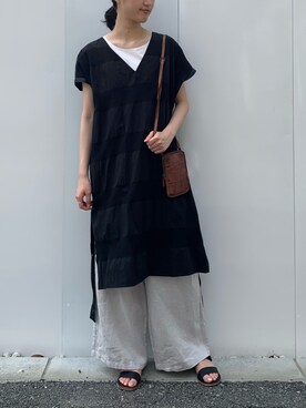 「スリット」｜「アイテム（その他シューズ）」を使った、rinonさん（レディース・163cm）の夏コーディネート