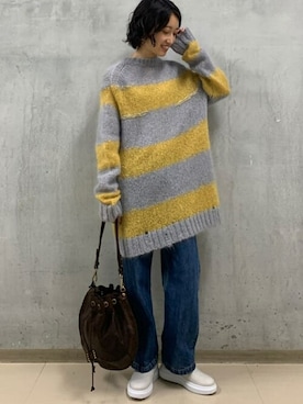 「チュニック」｜「アイテム（スリッポン）」を使った、rinonさん（レディース・163cm）の秋コーディネート