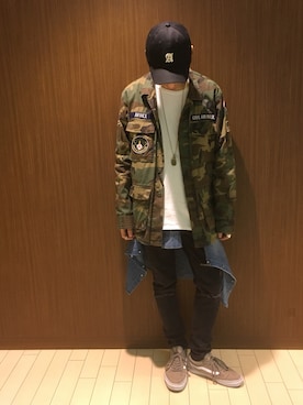 「AVIREX（アヴィレックス）のアイテム（キャップ）」を使った、Kenichiさん（メンズ・177cm）の冬コーディネート