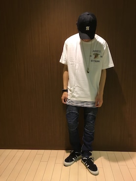 「TYPE BLUE（タイプブルー）のアイテム（デニムパンツ）」を使った、Kenichiさん（メンズ・177cm）の夏コーディネート