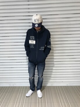 「TYPE BLUE（タイプブルー）のアイテム（デニムパンツ）」を使った、Kenichiさん（メンズ・177cm）の秋コーディネート