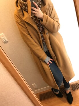 「UNIQLO（ユニクロ）のWOMEN ウルトラストレッチジーンズ（デニムパンツ）」を使った、r.mamaさん（レディース・167cm）の冬コーディネート