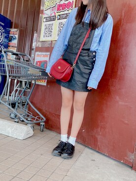 「フェイクレザー」｜「アイテム（サロペット/オーバーオール）」を使った、suisweetさん（レディース・158cm）の春コーディネート