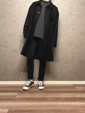 「CASPER JOHN AIVER（キャスパージョンアイバー）のアイテム（ステンカラーコート）」を使った、きゅうさん（メンズ・169cm）の冬コーディネート