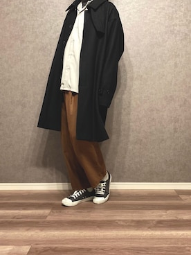 「CASPER JOHN AIVER（キャスパージョンアイバー）のアイテム（ステンカラーコート）」を使った、きゅうさん（メンズ・169cm）の冬コーディネート
