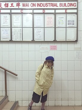 「MUJI」｜「アイテム（ハンチング/ベレー帽）」を使った、nanavinnnさん（レディース・156cm）の春コーディネート