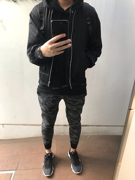 「STUDIOUS（ステュディオス）のアイテム（MA-1）」を使った、アキさん（メンズ・183cm）の冬コーディネート