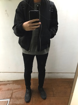 「STUDIOUS（ステュディオス）のアイテム（MA-1）」を使った、アキさん（メンズ・183cm）の春コーディネート