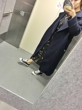 「小花柄ワンピース」｜「アイテム（その他アウター）」を使った、risu222risuさん（レディース・160cm）の冬コーディネート