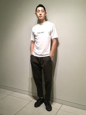 「DESIGNWORKS（デザインワークス）のアイテム」を使った、實川健太さん（メンズ・184cm）の夏コーディネート