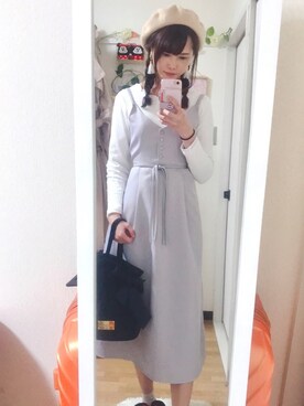 「one after another NICE CLAUP（ワンアフターアナザーナイスクラップ）のアイテム（ハンチング/ベレー帽）」を使った、Mugiさん（レディース・164cm）の春コーディネート