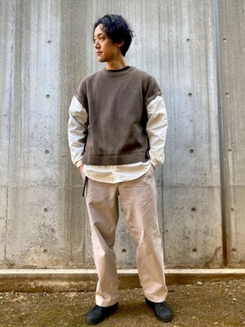 「CPCM」｜「アイテム（チノパンツ）」を使った、SHINJI OMINOさん（メンズ・182cm）の冬コーディネート