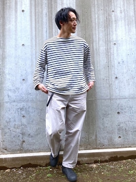 「CPCM」｜「アイテム（チノパンツ）」を使った、SHINJI OMINOさん（メンズ・182cm）の春コーディネート