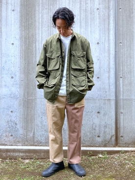 「CPCM」｜「アイテム（ミリタリージャケット）」を使った、SHINJI OMINOさん（メンズ・182cm）の春コーディネート