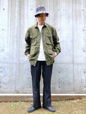 「柄物」｜「アイテム（ジャケット/アウター）」を使った、SHINJI OMINOさん（メンズ・182cm）の春コーディネート