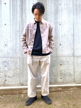 「ステッチ」｜「アイテム（スリッポン）」を使った、SHINJI OMINOさん（メンズ・182cm）の春コーディネート