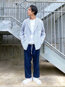 「RANDT（アールアンドティー）のアイテム（ジャケット/アウター）」を使った、SHINJI OMINOさん（メンズ・182cm）の春コーディネート