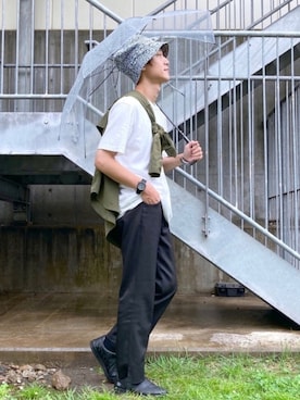 「MoonStar（ムーンスター）のMOONSTAR/810s/ムーンスター/エイトテンス KITCHE/キッチェ（スニーカー）」を使った、SHINJI OMINOさん（メンズ・182cm）の夏コーディネート