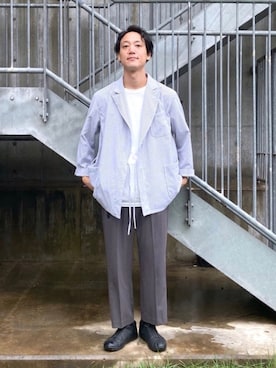 「RANDT（アールアンドティー）のアイテム（ジャケット/アウター）」を使った、SHINJI OMINOさん（メンズ・182cm）の夏コーディネート