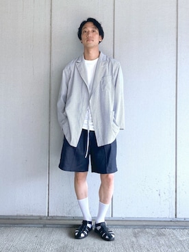 「RANDT（アールアンドティー）のアイテム（ジャケット/アウター）」を使った、SHINJI OMINOさん（メンズ・182cm）の夏コーディネート