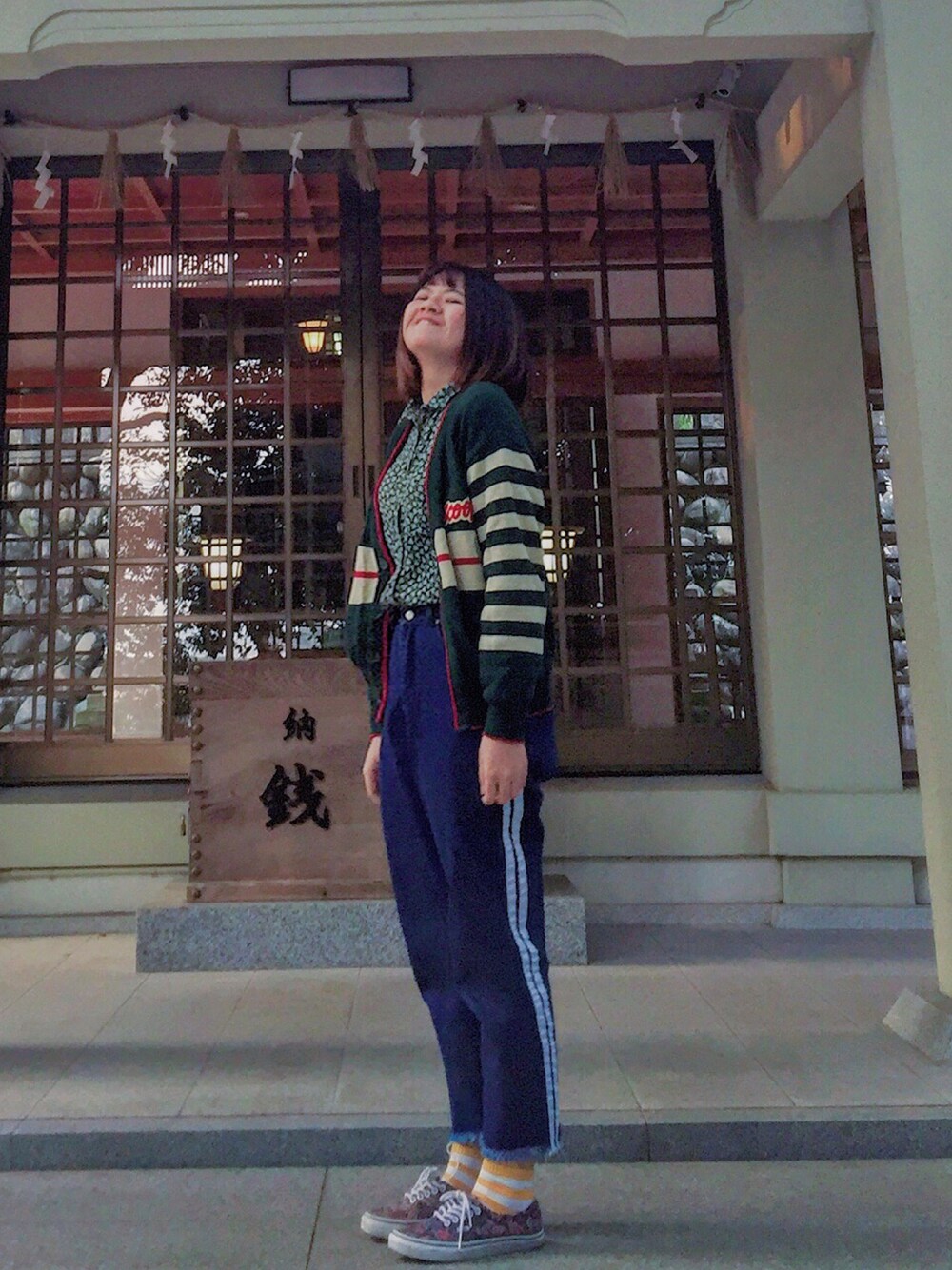 「古着のアイテム（ブルゾン、グリーン系）」を使った、かおるさん（レディース・163cm）の秋コーディネートの1枚目の写真