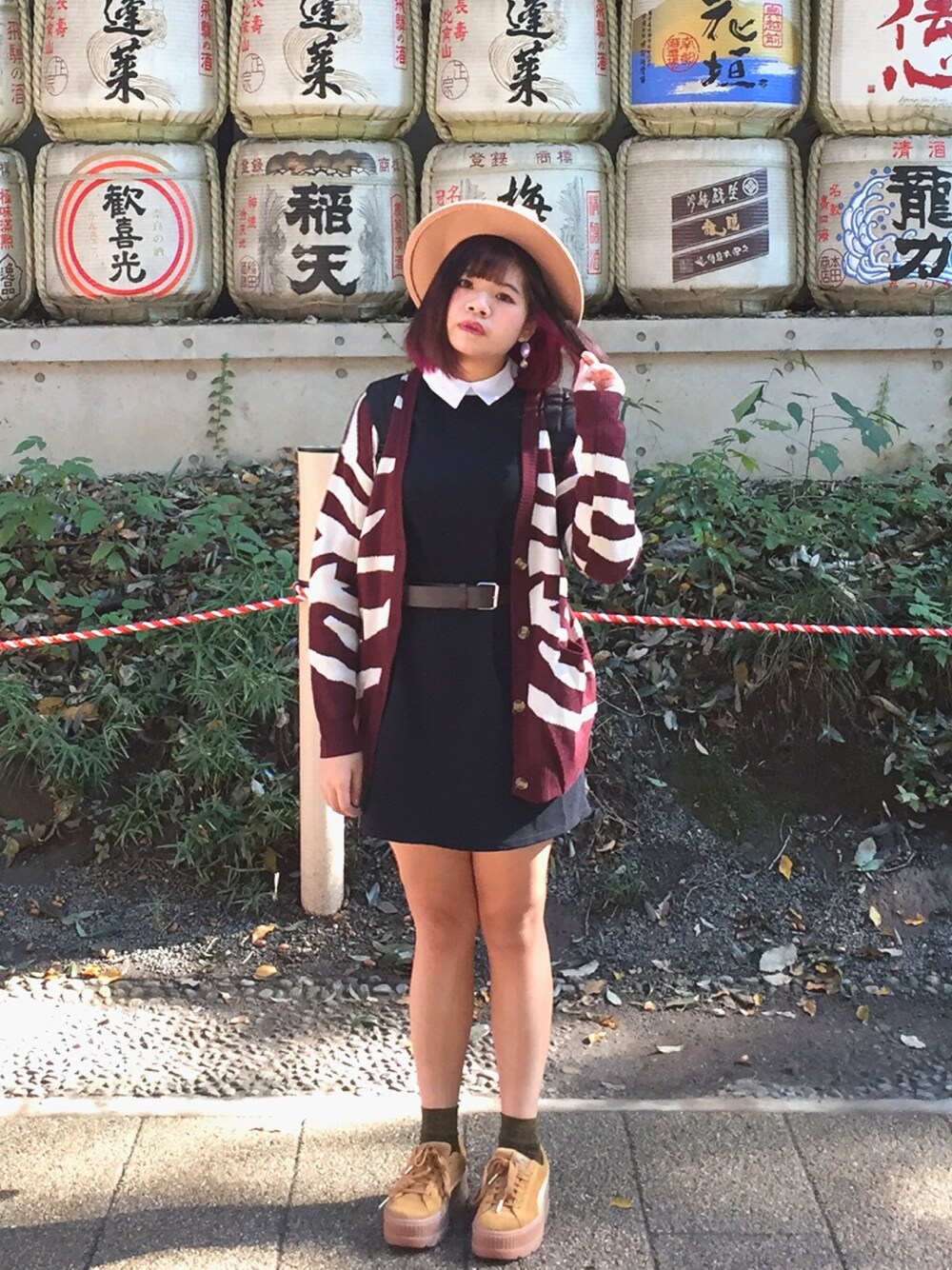 「原宿」｜「ZARAのアイテム（ワンピース、ブラック系）」を使った、かおるさん（レディース・163cm）の秋コーディネートの1枚目の写真