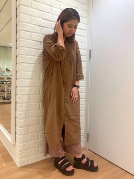 「シャツワンピース」｜ORientalTRafficプレスさん（レディース・159cm）の春コーディネート