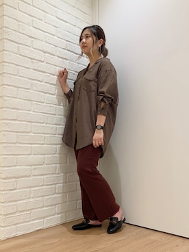 「柄シャツ」｜ORientalTRafficプレスさん（レディース・159cm）の冬コーディネート