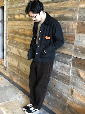 「UNIVERSAL OVERALL（ユニバーサルオーバーオール）のアイテム（ブルゾン）」を使った、hitoshiさん（メンズ・180cm）の冬コーディネート
