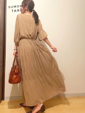 「Carlie e felice（カーリーエフェリーチェ）のアイテム（シューズ）」を使った、すももたろうさん（レディース・160cm）の春コーディネート