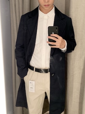 「休闲」｜「アイテム（チェスターコート）」を使った、Mr.KAHEさん（メンズ・178cm）の秋コーディネート
