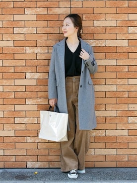 「URBAN RESEARCH（アーバンリサーチ）のアイテム（チェスターコート）」を使った、ameme URBAN RESEARCHさん（レディース・162cm）の冬コーディネート