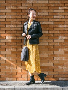 「URBAN RESEARCH（アーバンリサーチ）のアイテム（ライダースジャケット）」を使った、ameme URBAN RESEARCHさん（レディース・162cm）の冬コーディネート